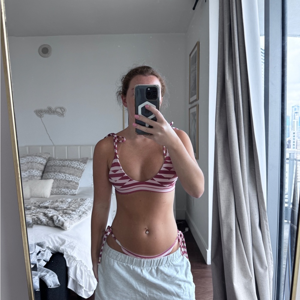 Striped Pink Bikini Set